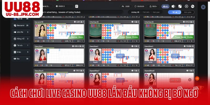 Cách chơi live casino UU88 lần đầu không bị bỡ ngỡ