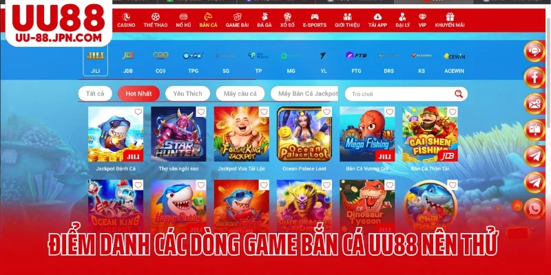 Điểm danh các dòng game bắn cá UU88 nên thử