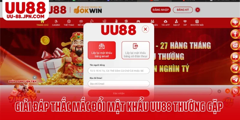 Giải đáp thắc mắc đổi mật khẩu UU88 thường gặp